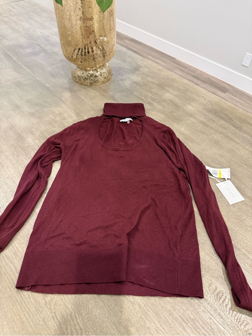 NWT! From 1. State Women's Maroon Long Sleeve Scoop Neck Pullover w/ turtleneck